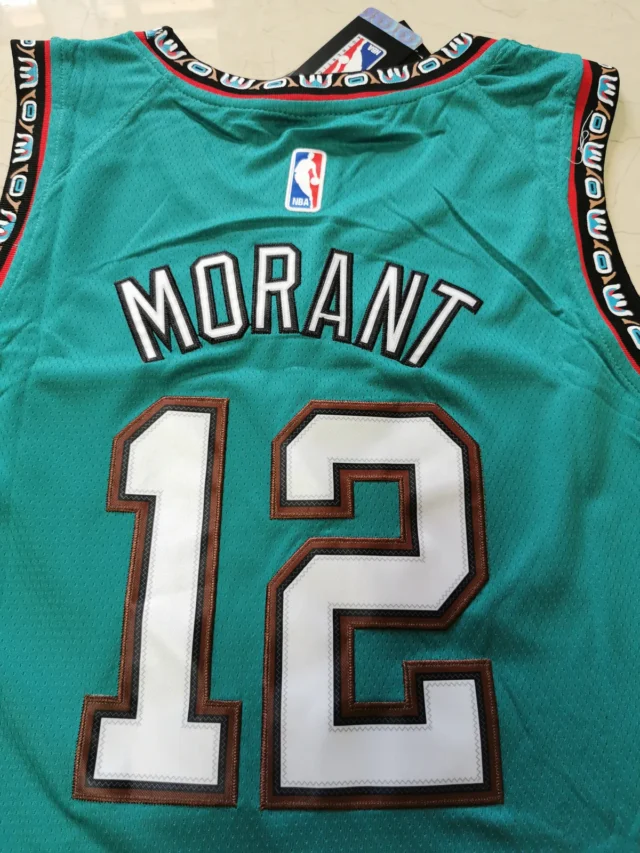 NBA耐克球迷版灰熊队12#贾-莫兰特复古绿色球衣1_